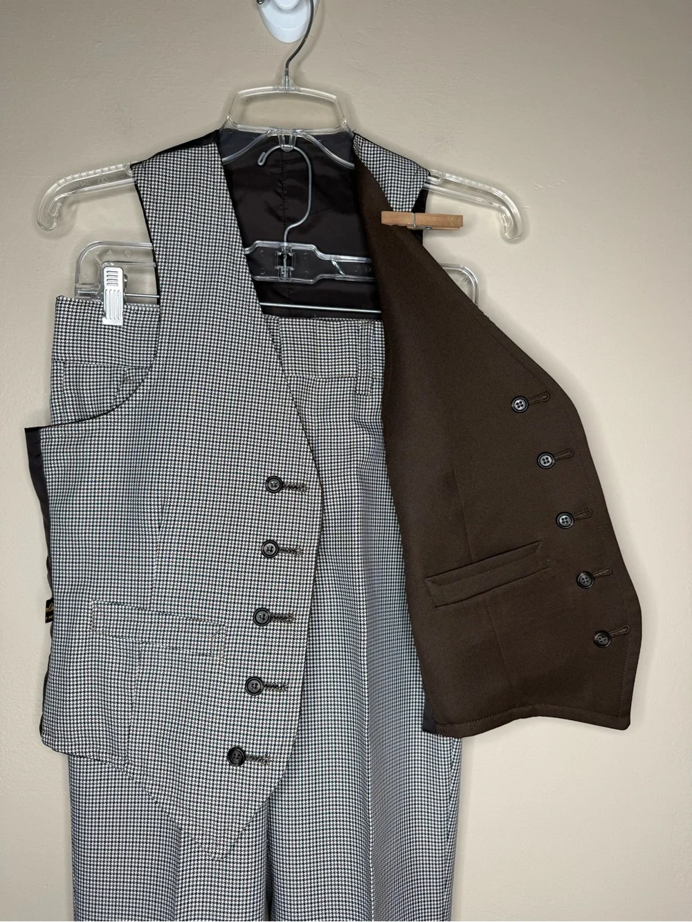 Vintage 70’s Sears 5 Piece Suit Set Reversible Vest Two Pants Jacket Size 36R